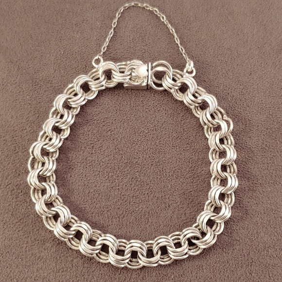 Elco Jewelry - Vintage Elco Triple Link Sterling Charm Bracelet